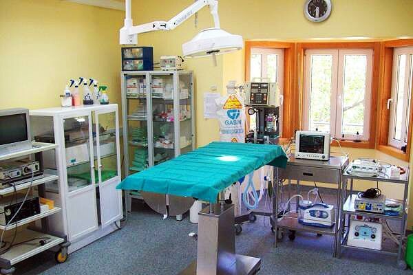 Sala de operações de hospital veterinário