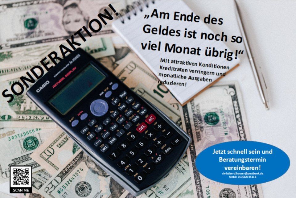 Taschenrechner auf Geldscheinen