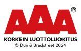 AAA Korkein luottoluokitus logo in red and black with Dun & Bradstreet 2024 text