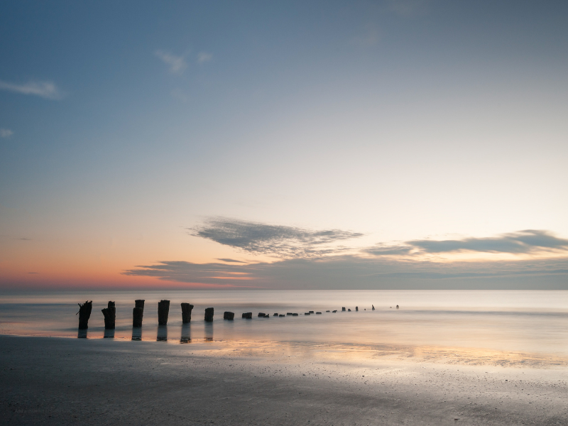 view of the sunrise at freeman park in Kure Beach NC
