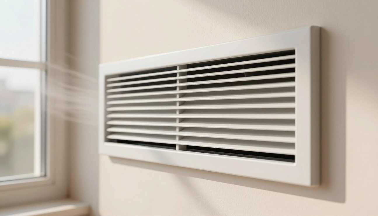 Una fila de aparatos de aire acondicionado están colocados en la parte superior de un edificio.