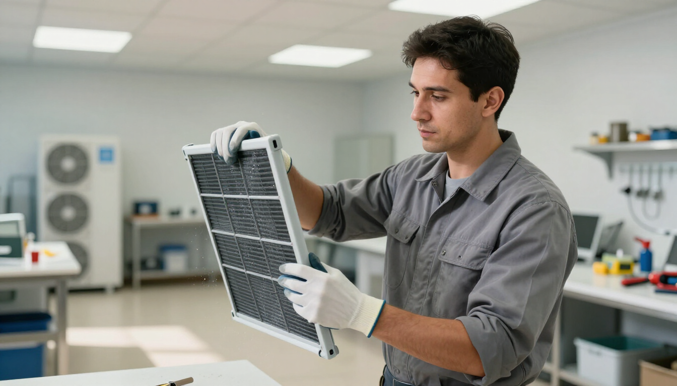 Un largo pasillo con muchas tuberías colgando del techo.