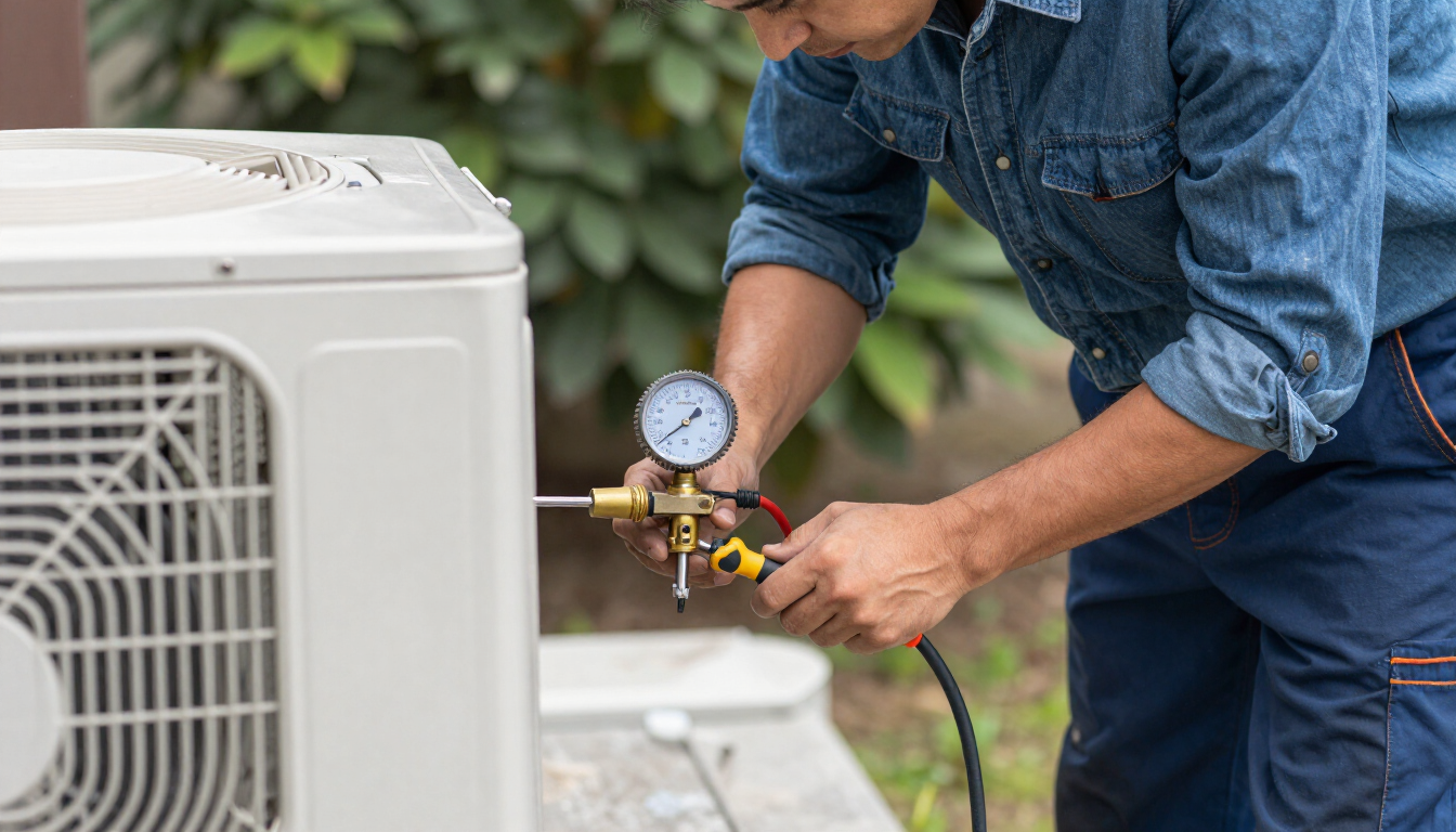Un gran tubo de metal cuelga del techo de un edificio.
