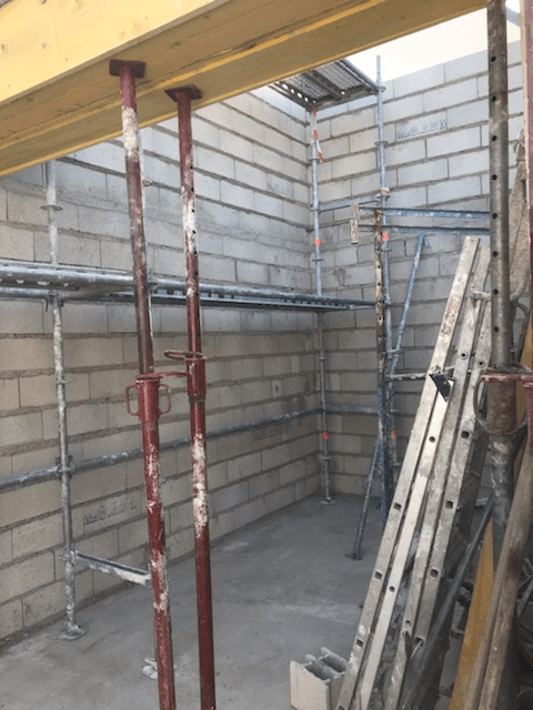 Travaux agrandissement avec poutres