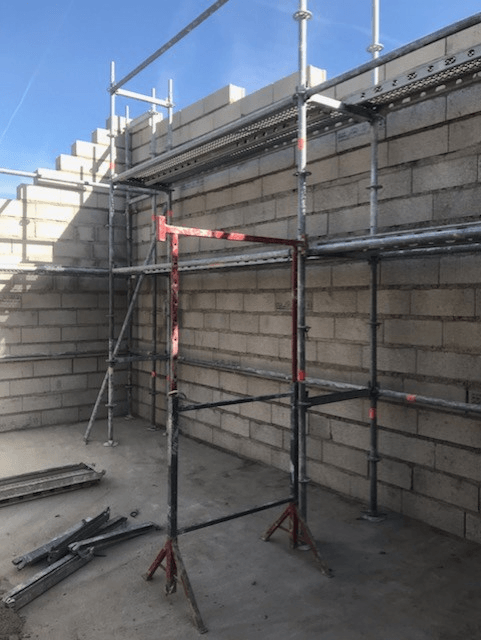 Travaux agrandissement, murs posés