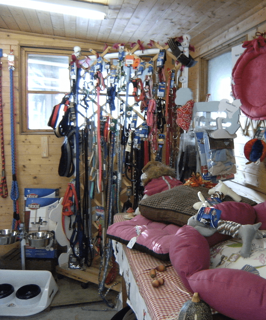 Gamme d'accessoires disponible à la pension.