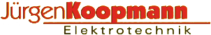 Jürgen Koopmann Elektrotechnik logo with orange and brown text on a white background