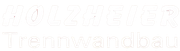 Logo in weiß für die Firma Holzheier Trennwandbau