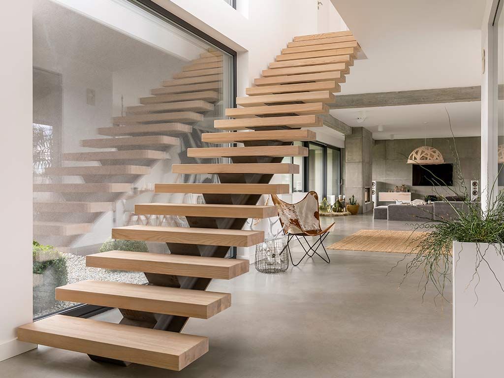 Escalier moderne sans rampe