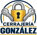 Logo de Cerrajería González con candado amarillo y dos llaves plateadas sobre fondo blanco.