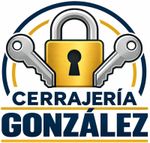 Logo de Cerrajería González con candado amarillo y dos llaves plateadas sobre fondo blanco.
