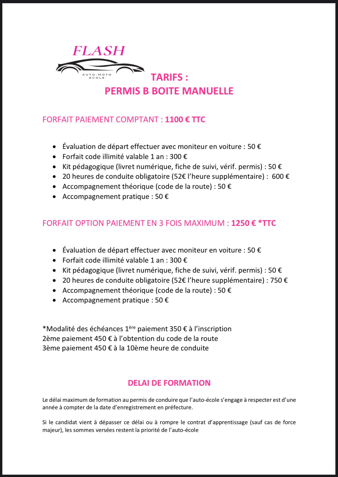Forfait conduite