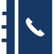blaues Icon eines Ringhefters mit Telefonhörer auf dem Cover