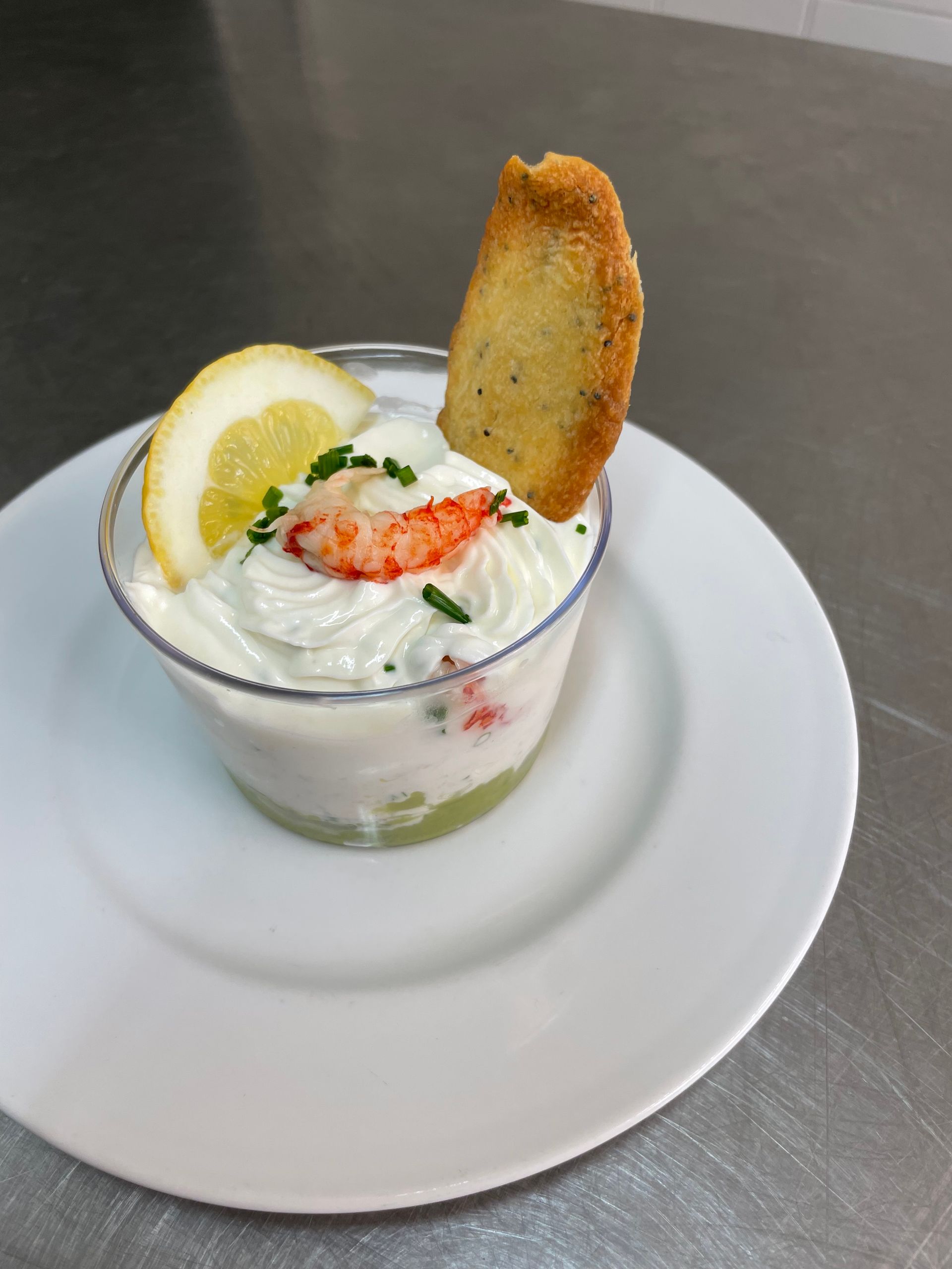 Verrines de crème et crevettes