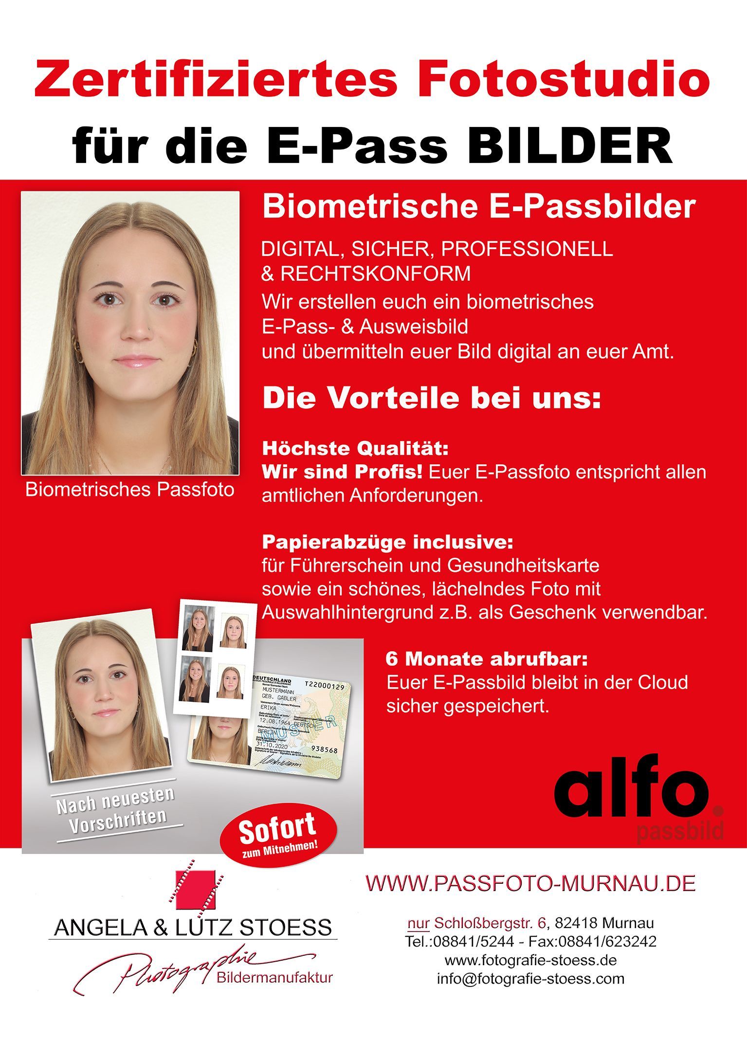 Zertifiziertes Fotostudio für biometrische E-Passbilder