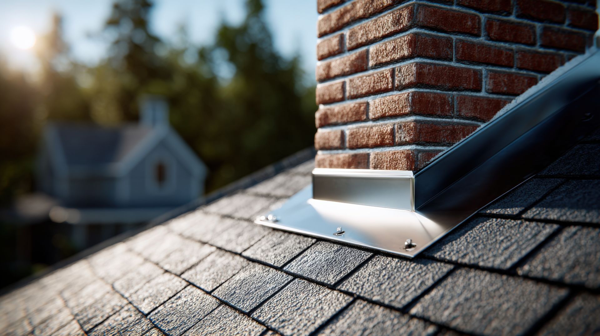 Un joint d'étanchéité métallique installé autour de la base d'une cheminée.
