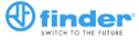 Finder-Logo mit blauem Symbol und Text sowie dem Slogan „Switch to the Future“