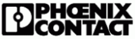 PHOENIX CONTACT-Logo in schwarzer Schrift und Symbol auf weißem Hintergrund