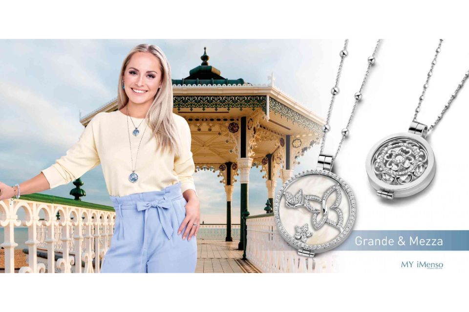 Collage: Frau und Kettenanhänger