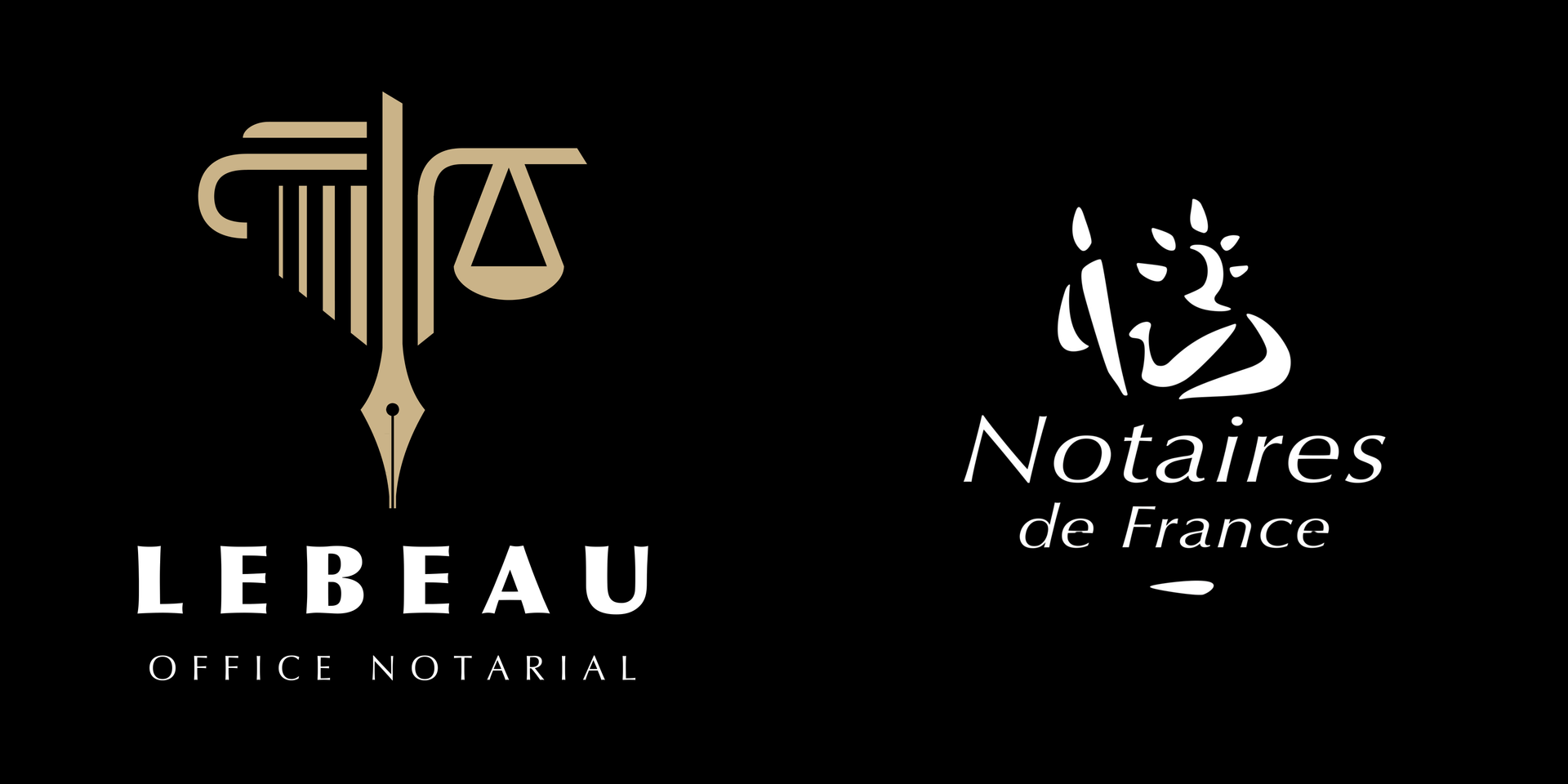 Logo office notarial Lebeau + Logo Notaires de France