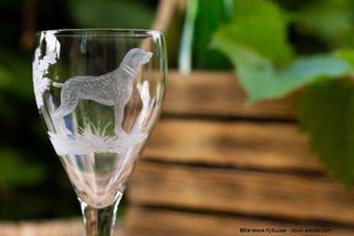 Satin - Glasveredelung Trinkglas mit Hundemotiv