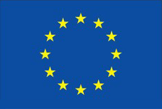 Eine blaue Flagge mit gelben Sternen in einem Kreis