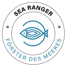 Das Logo von Sea Ranger Förster des Meeres zeigt einen Fisch in einem Kreis.