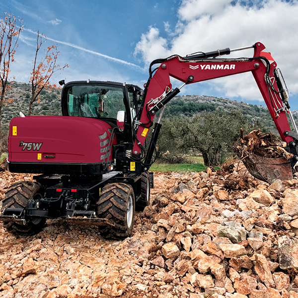 Engin pelle sur pneus de la marque Yanmar