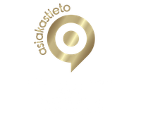 Kultainen ”socialsieto”-logo ja pyöreä puhekuplakuvake valkoisella taustalla