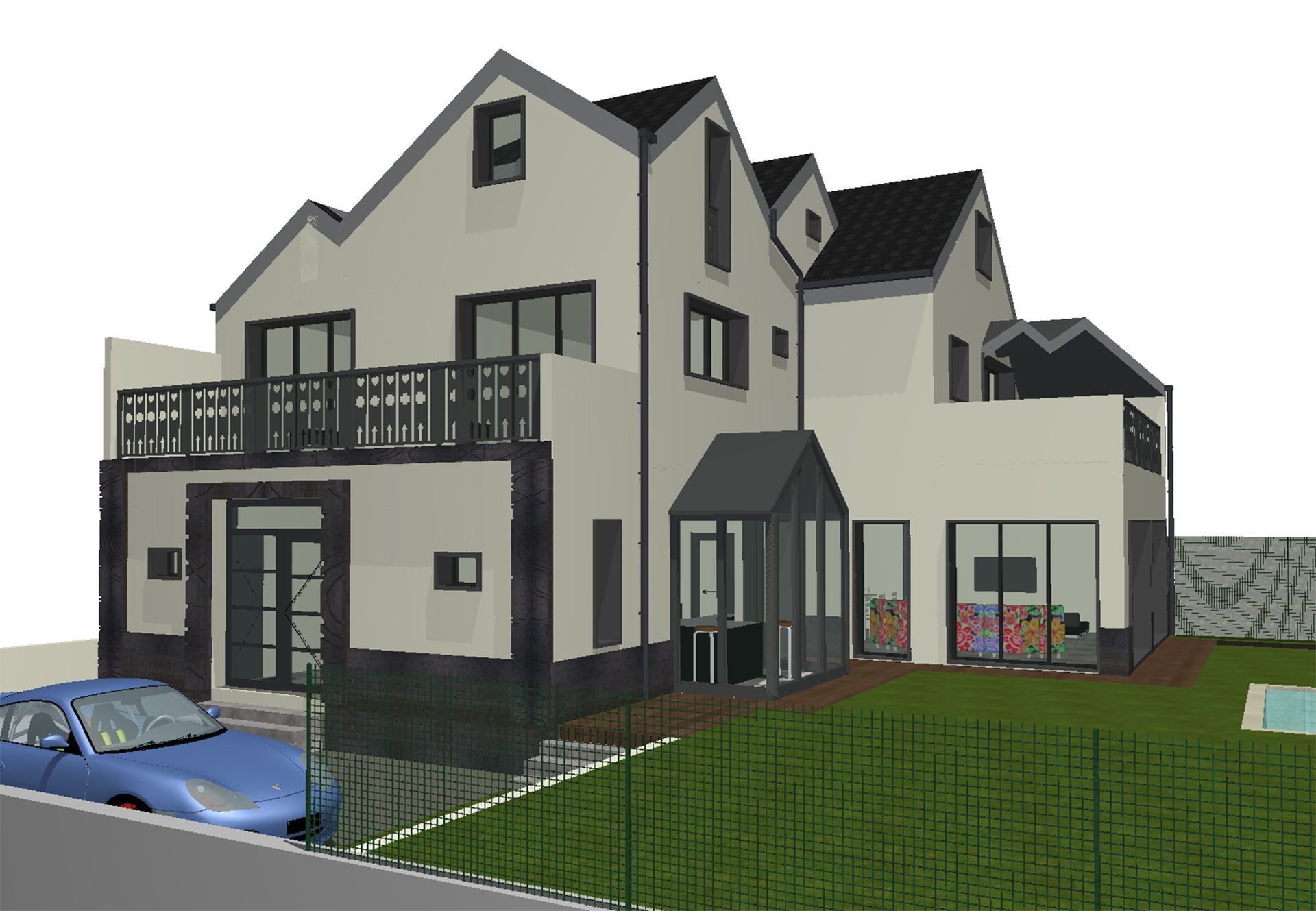 Modélisation 3D d'une habitation sur 3 niveaux.