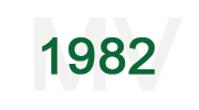 Texte vert foncé : « 1982 » sur fond de filigrane vert clair.