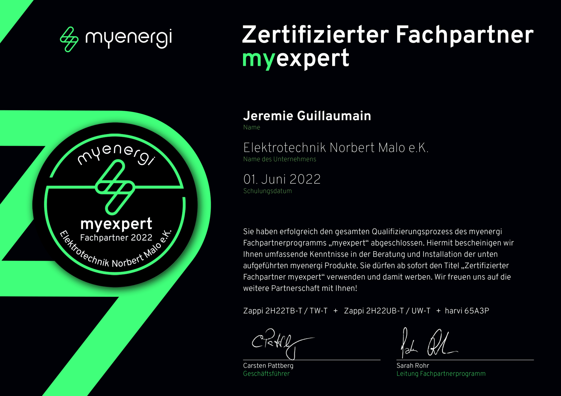 Zertifikat Myexpert