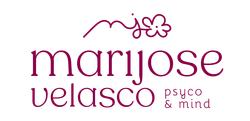 Logotipo con un cerezo en flor rosa y el nombre "Maria Jose Velasco psicóloga" en texto gris.