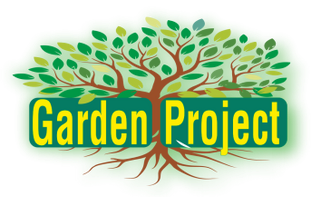 Un logotipo para un proyecto de jardín con un árbol y raíces.