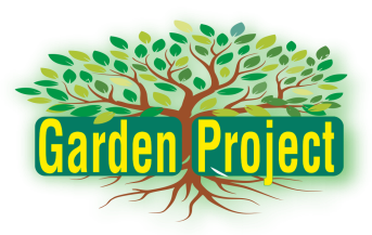 Un logotipo para un proyecto de jardín con un árbol y raíces.