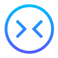 Cercle bleu dégradé avec deux chevrons opposés à l'intérieur.