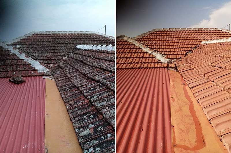 Καθαρισμός στέγης Πριν & Μετά