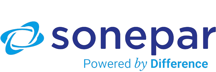 Un logo bleu et blanc pour sonepar propulsé par la différence