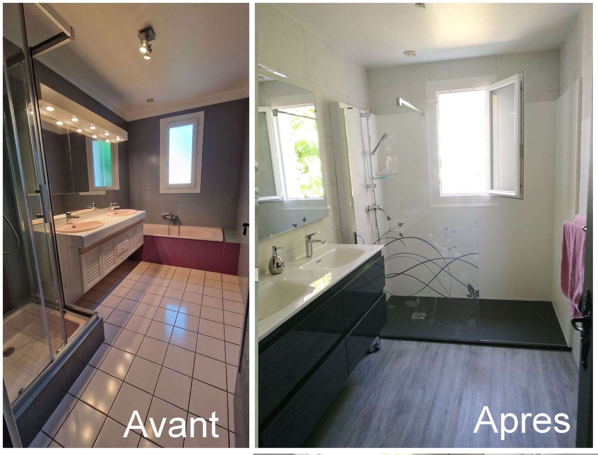 Salle de bains avant et salles de bains après