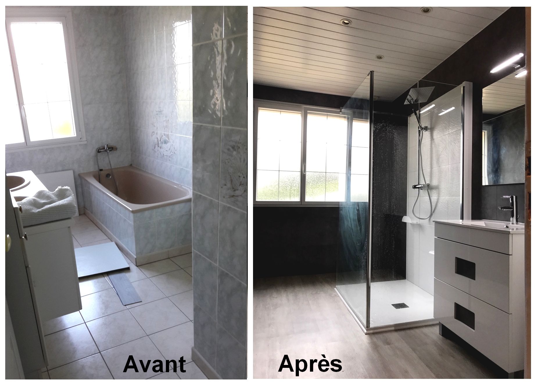 Salle de bains avant et après rénovation
