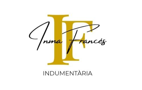 Logotipo con iniciales "IF" doradas y texto "Inma Franc&eacute;s" en cursiva, debajo "INDUMENT&Agrave;RIA".