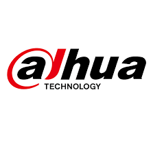 Logo Dahua Technology : fond blanc, texte « Dahua » noir, « a » rouge entouré et « TECHNOLOGIE » en dessous.