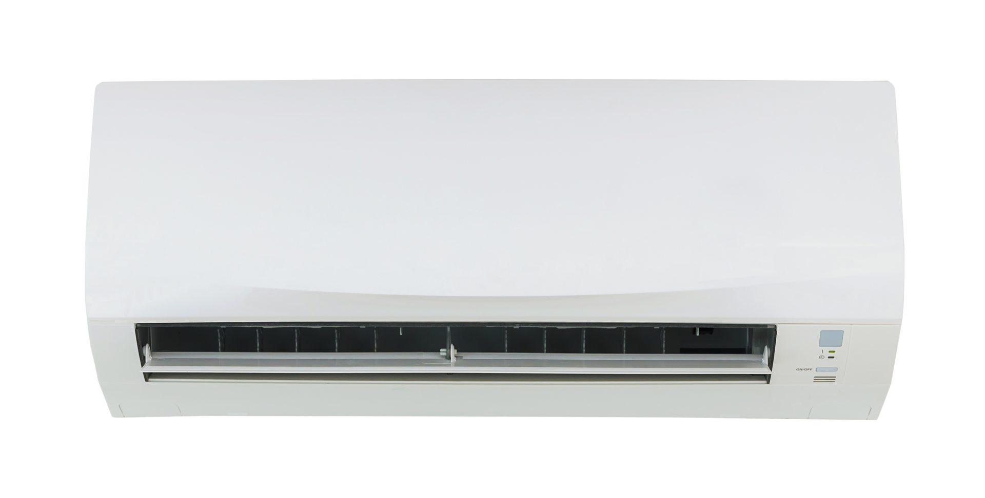 Unité de climatisation murale blanche.