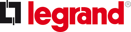 Logo de l'entreprise Legrand en rouge et noir.