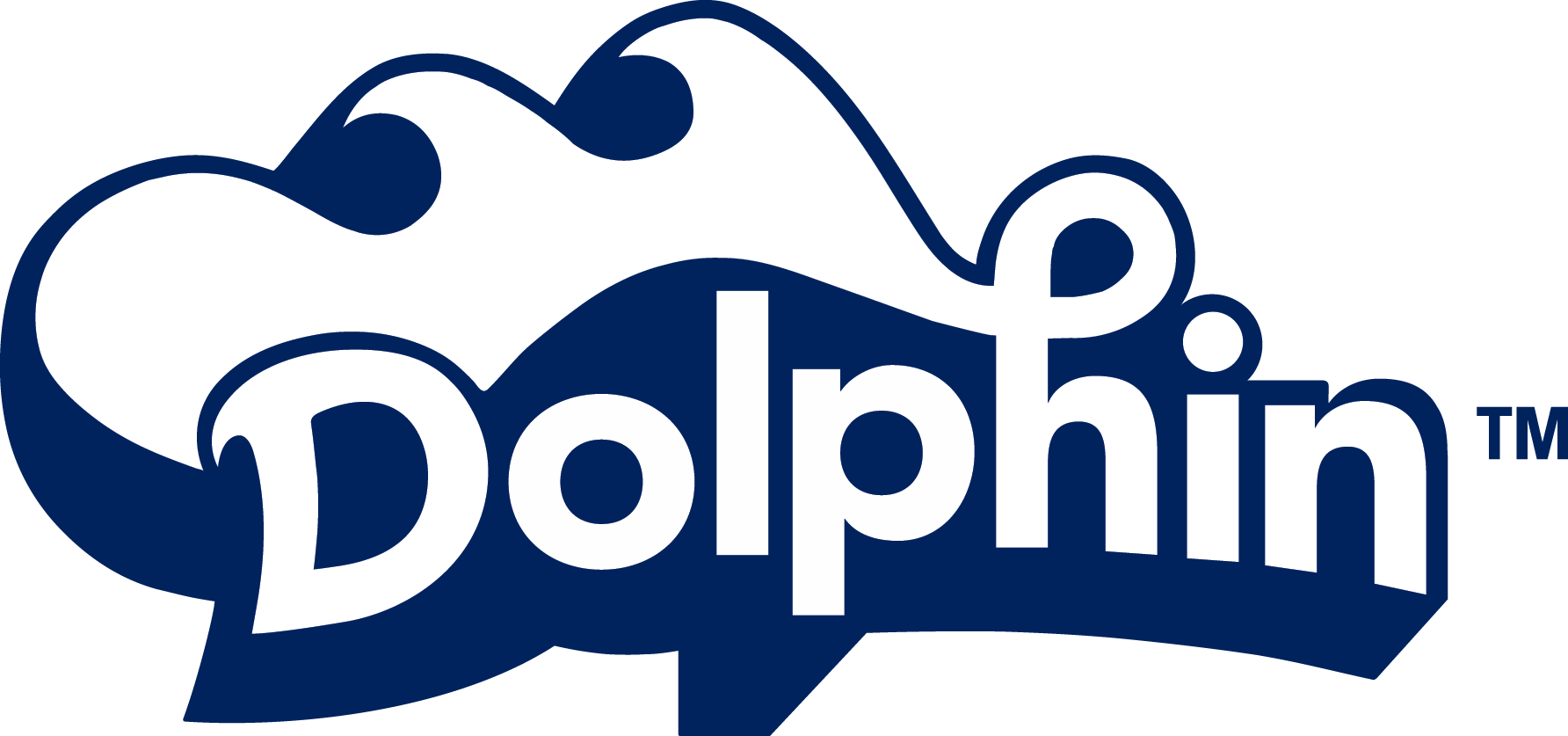 Logo Blue Dolphin avec texte blanc.