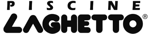 Logo de Piscine Laghetto, lettres noires en gras sur fond blanc. La marque est déposée.