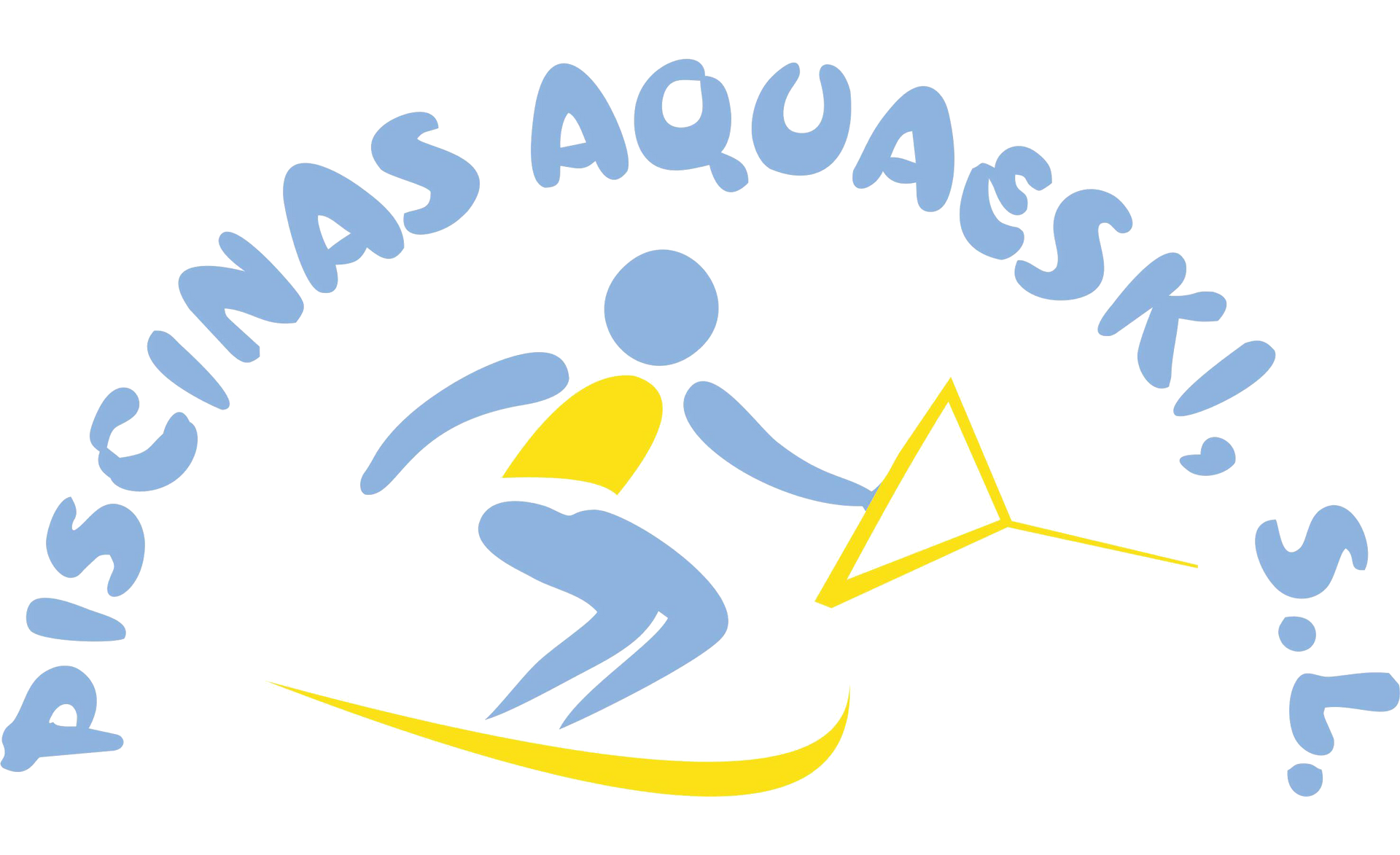 Un logotipo azul y amarillo para piscinas aquaeski