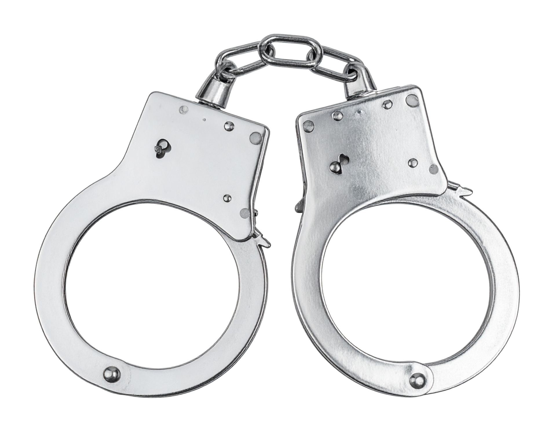 Menottes en argent, reliées par une chaîne