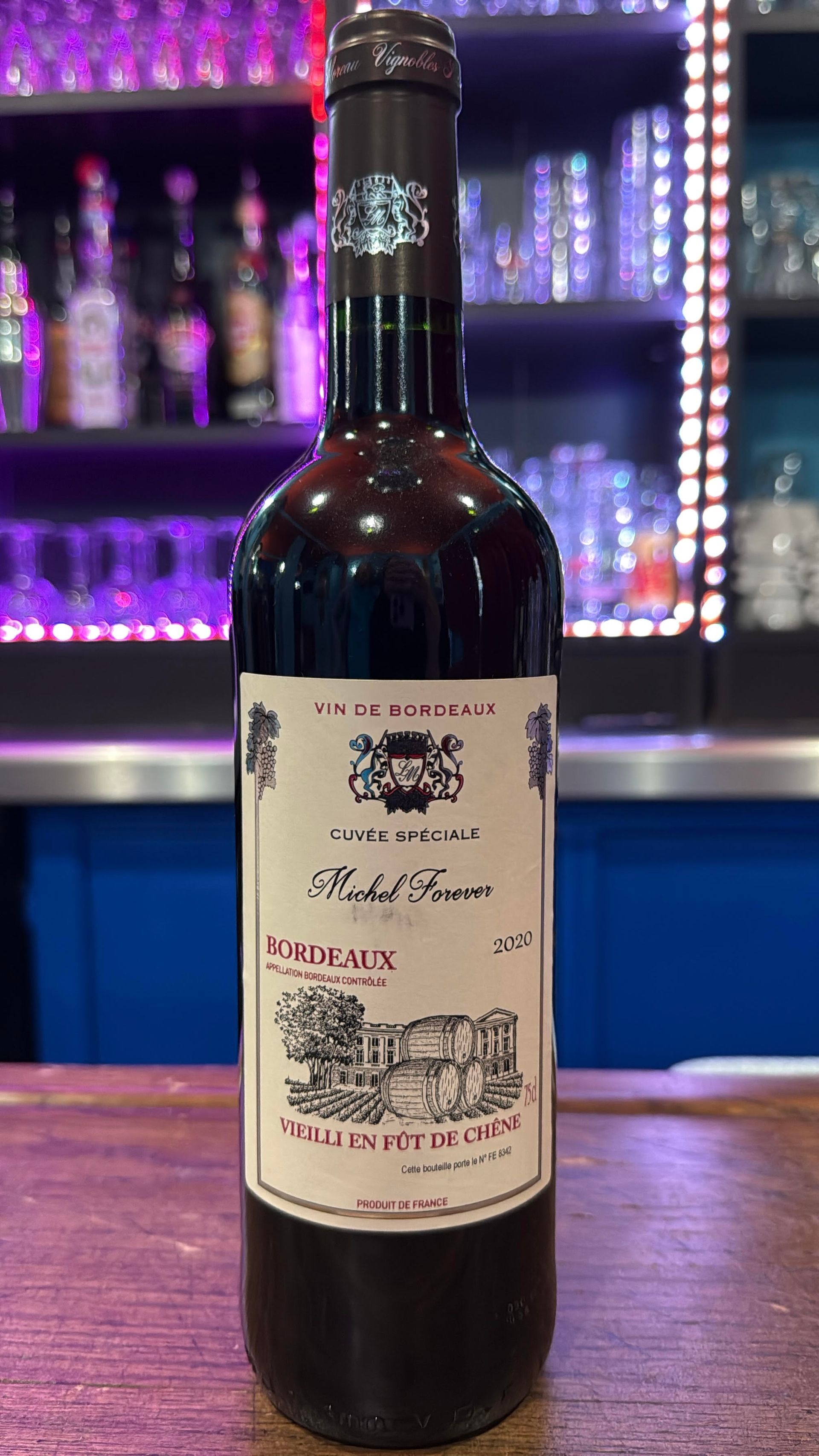 Bouteille de vin cuvée spéciale Michel Forever 