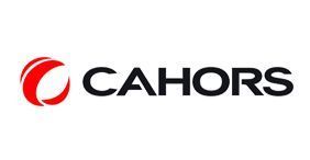 El logotipo de Cahors es rojo y negro y tiene un círculo rojo en el medio.